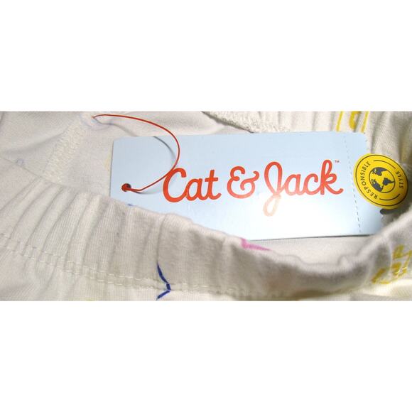 Cat & Jack Girl’s Pants Cream Music Notes Print Cotton Elastic Waist Size 4/5 - Picture 6 of 6